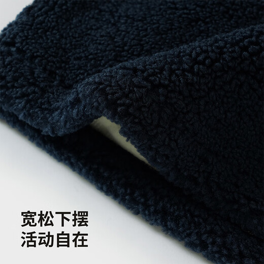 Mini wooden cabin children's sherpa jacket autumn and winter boys and girls small stand-up collar jacket children's warm tops navy 90