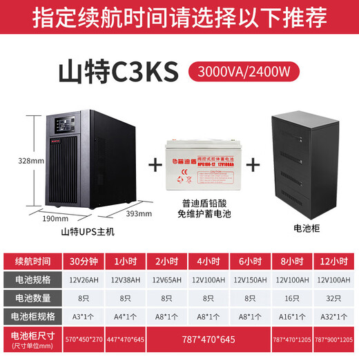 Santa (SANTAK) Santa UPS uninterruptible power supply C3KS 3KVA/2400W online voltage stabilization battery life 2 hours package
