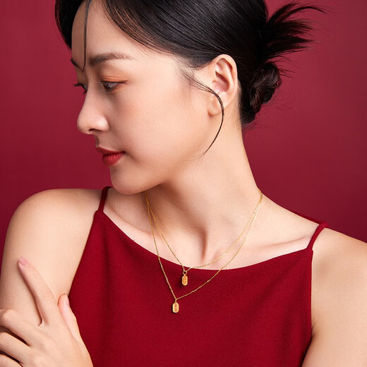 Saturday Fortune (ZLF) 18K gold pendant for women, fashion, national trend, Xiaofu brand, traditional Chinese characters, national style pendant, rich pendant (excluding chain)