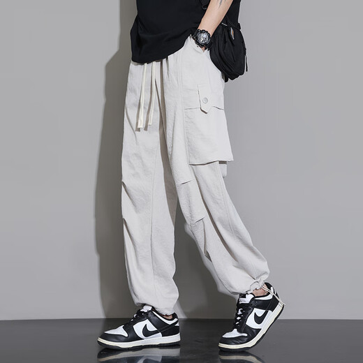 Dingfengbaoluo Seda de seda de secado rápido Pantalones casuales de secado rápido para hombres de trabajo estadounidenses masculinos de moda