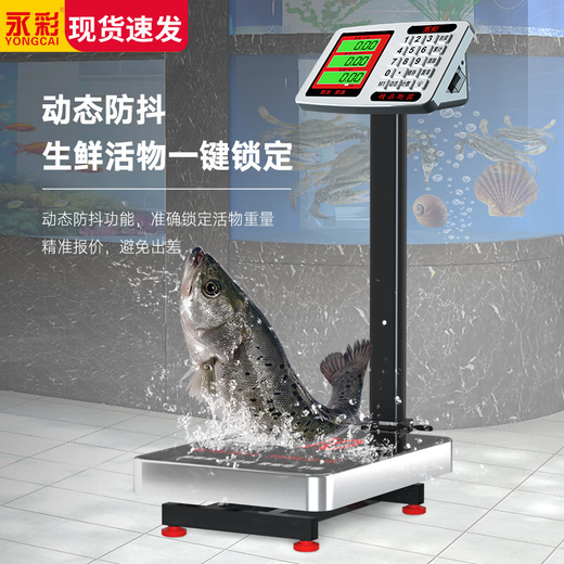 Yongcai (YONGCAI) electronic scale waterproof commercial stainless steel durable weighing accurate household weighing floor platform weighing aquatic seafood express scale industrial stall selling vegetable field scale 150 kg 30*40 with rollers rust-resistant waterproof strong power storage foldable