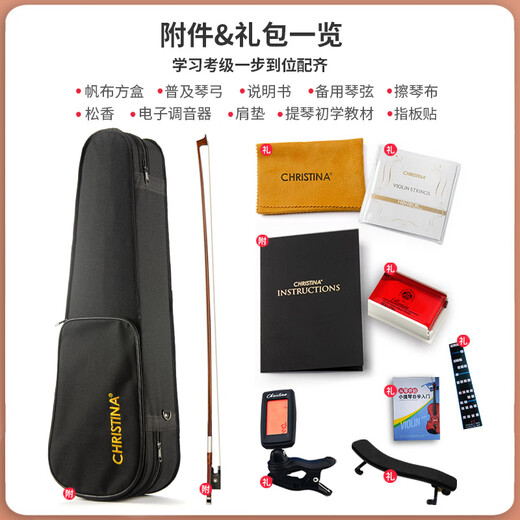 
Christina V04 Handmade Solid Wood Violin Beginner Professional Grade Advanced Children's Adult Musical Instrument 3/4 Matte