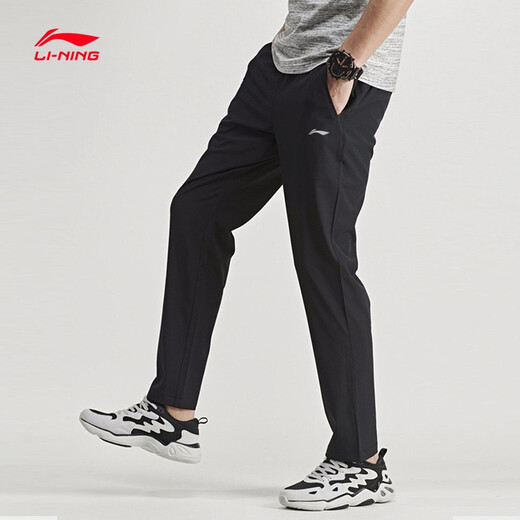 Li ning Herren Sommer 2025 Neue gerade Hose lose atmungsaktive Hosen lässige Schnellrockshose Herbst Standard Schwarz [Straight] xl
