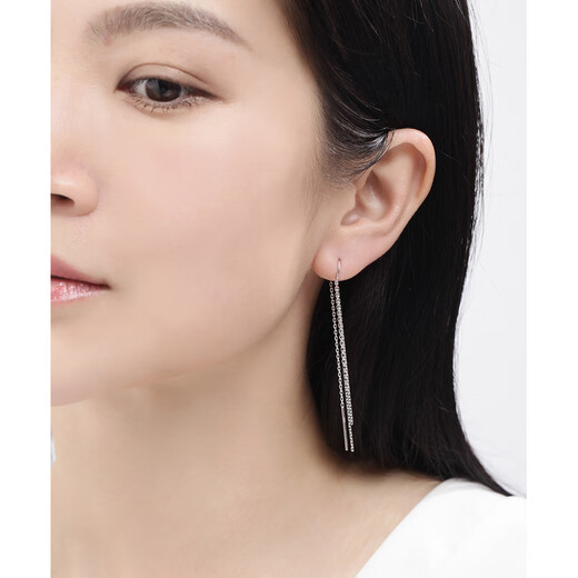 Suhan Platinum Ear Wire PT950 Platinum Fashion Tassel Long Ear Wire Ear Plug Feminine Tassel Ear Wire 2.87g