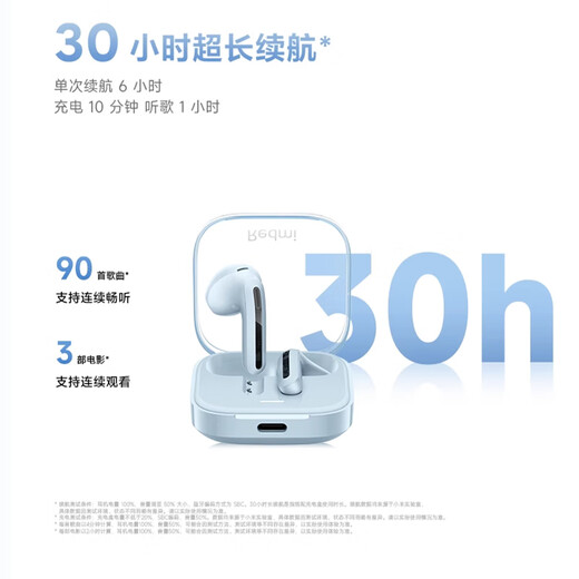 Xiaomi (MI) Redmi Buds 6 Vitality Edition Bluetooth Headphones 30 Hours Long Battery Life Suitable for Android and Apple Phones Black