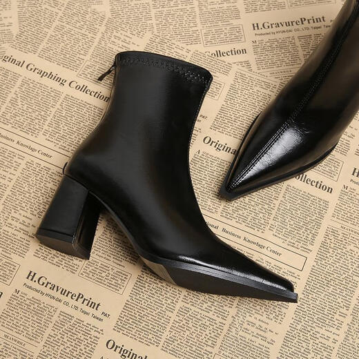 BM INS [über 30.000 Personen Kauf] Echte weiche Leder-Spitzen-Toe-Kurzstiefel für Frauen 2025 Frühling und Herbst Neue Frauenstiefel weibliche Stiefel weibliche Stiefel Kaffee Brown (verbesserte Version) 37