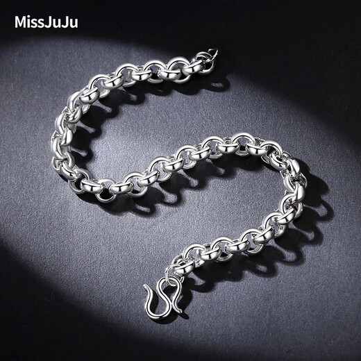 Miss JuJu platinum bracelet for men, pt950 platinum classic O-shaped chain cross chain for women, weight 10.78g, length 20cm, thickness 4.5mm S buckle