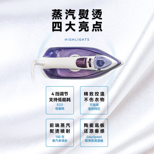 
Philips electric iron home handheld large steam high power small ironing machine ironing artifact ceramic base plate GC1752/1700W (steam volume 25 grams/minute)