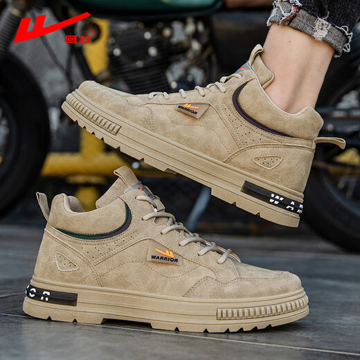 Huili Men's Shoes 2025 Printemps Nouveaux chaussures polyvalentes rétro pour hommes Martin Boots Étudiant Sports décontractés High Top Work Chaussures Men Khaki / Single 42