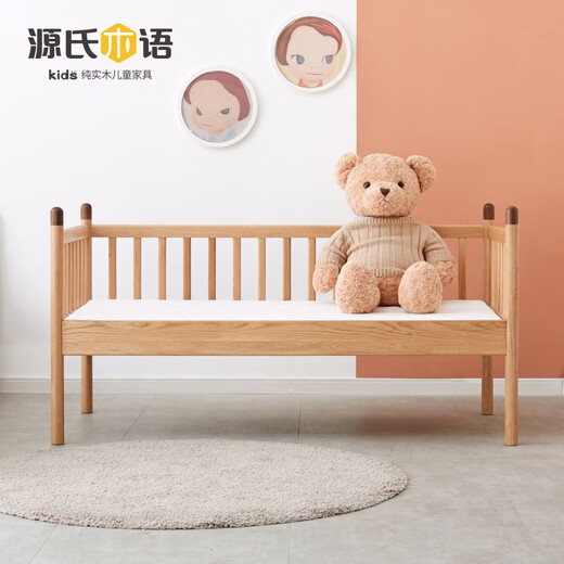 Genji Muyu children's furniture children's splicing bed baby newborn bed with guardrail baby bed all solid wood widened bedside crib multi-functional furniture (oak) splicing bed + J11 mattress (0.8*1.8m)