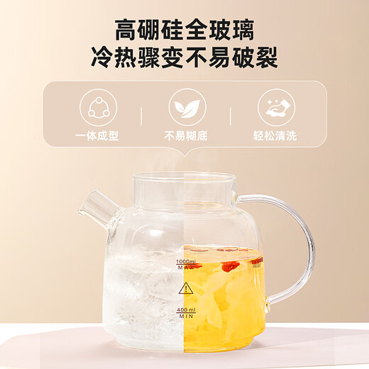 LOTOR Health Pot Office Teapot Home Mini Tea Maker Multifunctional Glass Kettle Small Flower Teapot Constant Temperature Electric Kettle White Soft Sound Soft Boil/Eight Functions 1L