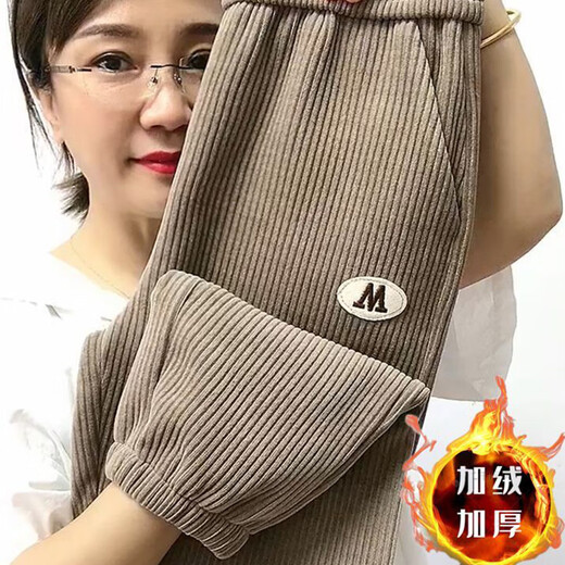 可奈欣（KENAIXIN）灯草绒女裤灯心绒裤女加绒不加绒灯捡漏加绒加厚灯芯绒裤子女秋 9196-芥末绿色(款) 加绒 4XL