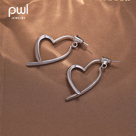PWL Rose Story Liu Yifei's same love earrings women's plain hoops high-end earrings 2025 new earrings earrings love earrings silver