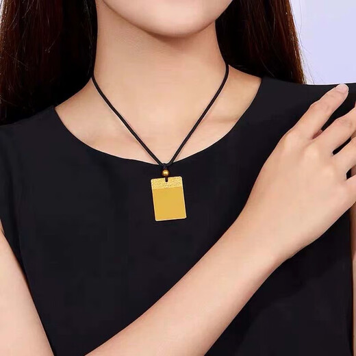 Pang Donglai's same style gold-wrapped silver Wushi brand pendant Ping An gold men's and women's Ankang Xiangyun style small size - Ping An Wushi brand about 12.5 grams