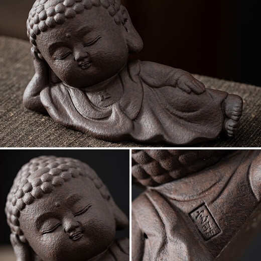 Yuxuan Zen Reclining Buddha Tathagata Tea Pet Purple Clay Boutique Handmade Little Monk Can Raise Tea Art Tea Play Ornaments ZY---New Reclining Buddha