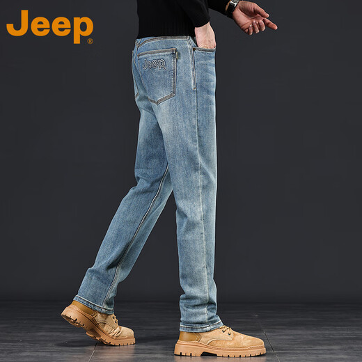 Jeep Jeep American Casual Jeans en 2025 Nouveau pantalon résistant aux usages de printemps et d'été lavé et usé pantalon droit P740MWN689 30 (115-125jin [Jin est égal à 0,5 kg]))