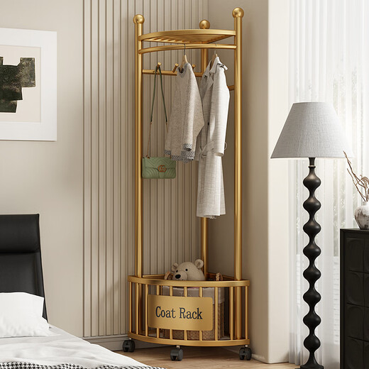 Wooden bottle corner clothes hanger floor-standing bedroom home clothes hanger corner clothes hanger simple clothes hanger light luxury coat rack cream white