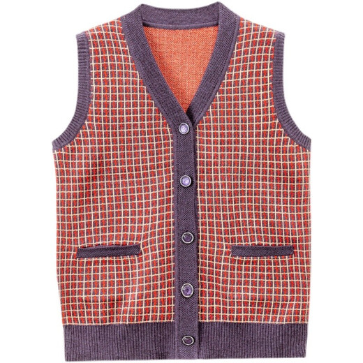 Hengyuanxiang Muttertagsgeschenksgeschenk Mutterpackung neuer gestrickter Strickweste Frühlings- und Herbstkleidung mittleren Alters und älteres Fett Lose Lose Wollmilch Purple Rot (12805) m (vorgeschlagen 90-105jin [Jin gleich 0,5 kg]))