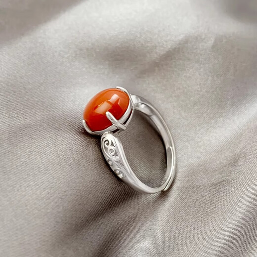 Fan Jialun Silver Ring Women's Southern Red Agate Women's S925 Silver Women's Ring Jewelry Colored Gemstone Ring Single Ring Green