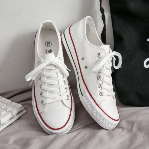 Red and green hundred-year low-top canvas shoes for men Korean style classic versatile black couple student lace-up casual shoes summer breathable cloth shoes black 40
