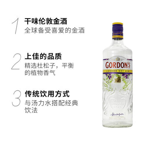 哥顿（Gordon’s）特选干味伦敦金酒 琴酒 杜松子酒 洋酒 马天尼金汤力调制酒 700ml 700mL 2瓶