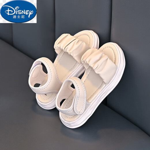 Disney code-breaking children's shoes, girls' sandals, summer children's princess shoes, medium and large children's solid color simple shoes 3-12 girls' shoes 1 beige size 37/inner length 23.1cm