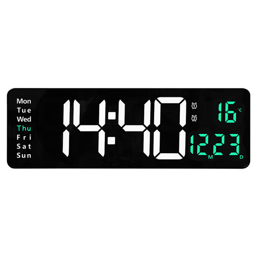 
Yonghuan 16-inch large screen function display clock Nordic digital clock simple living room wall clock LED wall clock temperature display (13-inch) 6629 red light