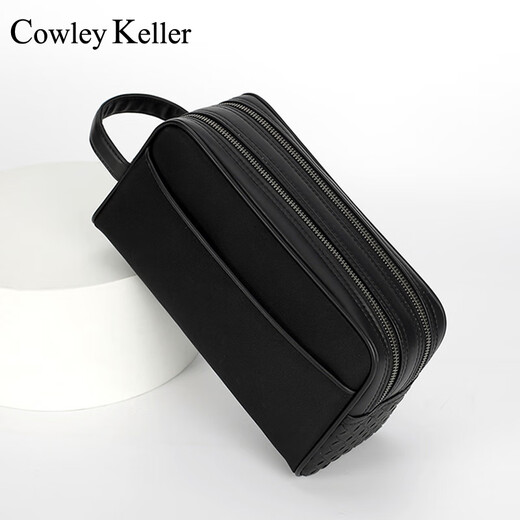 Cowley Keller Wallet Herrengeschäftskupplung Tasche große Kapazität gewebte Handtasche Casual Fashion Doppel Reißverschluss Handtasche Herren Handy -Tasche Schwarz 27*10*15 cm