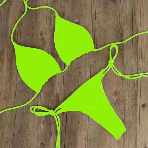 New European and American bikini solid color three-point sexy swimsuit for women split adjustable straps Black (with chest pad) XL