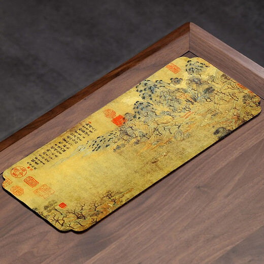 Shangyanfang large tea towel tea cup tea mat Chinese tablecloth pot absorbent tea towel tea set cover tea cloth rectangular painted-Peach Blossom Spring tea towel