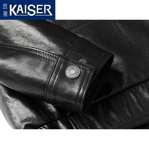 
Kaiser (KAISER) genuine leather leather jacket for men Hepburn grade goat leather jacket vertical lapel motorcycle leather jacket young commuter business jacket black XL (175) (suitable for 120-140Jin [Jin equals 0.5 kg])