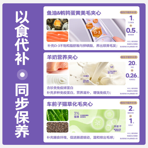 McFoodie Cat Food Fresh Meat Functional Sandwich Crispy Full Price Cat Food Adult Cats and Kittens General Ragdoll Shorthair Cat Dry Food Cat Grass & Fish Oil & Goat Milk Mixed Pack 1.5kg