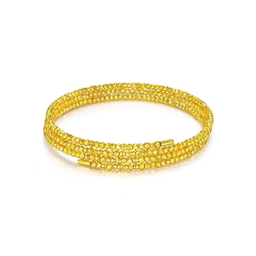 Qianjun Lao Phoenix Gold Store Gold 999 Bungee Bracelet Flashing Three Circles Bounce Beads Memory Elastic Broken Gold Plated 5 1.35g