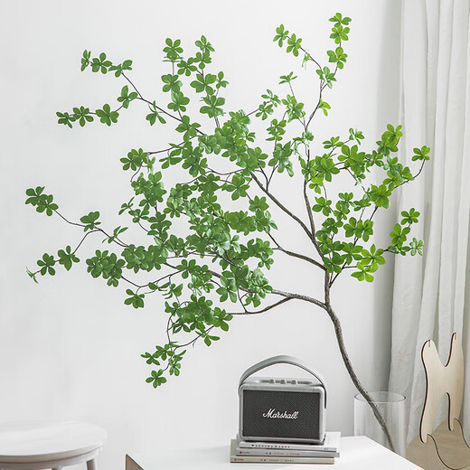 Flower e flow Japanese hanging bell plant simulation green plant landscaping horse drunk wood simulation tree bionic fake green plant decoration potted dry branches 1.2 meters hanging bell branches + straight vase + stone