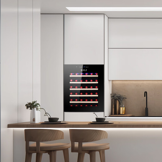 Meitu first-level energy efficiency fully embedded red wine cabinet constant temperature wine cabinet silent small household air-cooled ice bar 36 pieces / 696 high / electric door