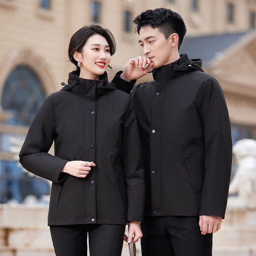 Troman One-piece 3-wear business men and women same style short parka down jacket women's warm work clothes coat jacket