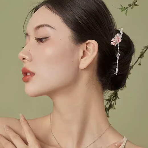 Ancient plum blossom hairpin, new Chinese style ancient style hairpin, women's high-end Hanfu headwear, hair accessories, birthday gift for ladies, practical crabapple flower tassel hairpin