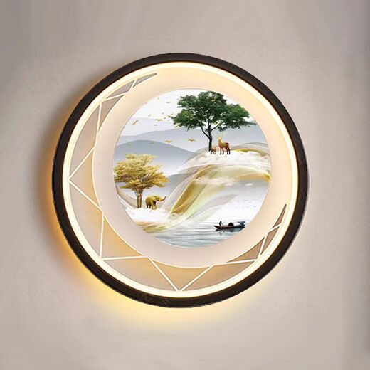 Yilin wall lamp bedroom 2024 new living room background wall lamp high-end Chinese mural lamp creative decorative bedside lamp smooth sailing extra large 30cm - three colors