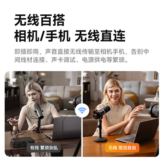 Flash Wireless Microphone Dynamic Radio Microphone Camera Live Broadcast Computer Mobile Phone Recording Noise Reduction Desktop Microphone Game Short Video Karaoke Professional Microphone Flash PD200W PD200W Cantilever Model (Computer/Android + Apple 15 and above)