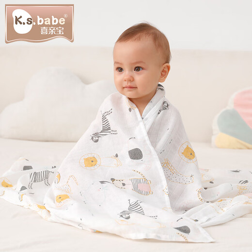 Xiqinbao baby towel swaddle towel anti-shock single layer gauze blanket bath towel 115*130cm cm animal park
