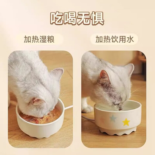 Constant temperature cat bowl water dispenser cat cat food bowl ceramic winter day heating grain bowl dog drinking water water feeder yogurt machine star constant temperature ceramic bowl [press switch + safe 600ml [anti-fired dry + low energy consumption]