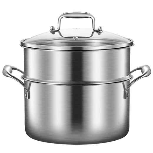 HZIB 316 stainless steel double-bottom steamer instant noodle pot small soup pot multi-function induction cooker gas vent 316 double-layer steamer 22cm