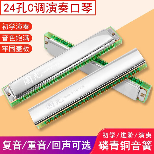 Guoguang 24-Loch Polyphonische Akzent Echo Mundonica C-Tuning Aluminiumharzgitter Erwachsene Einstiegsstudentische Kinder mit 24-Loch-Aluminiumplatte [Polyphonische]