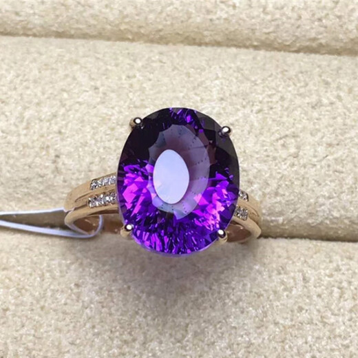 DR GRAFFCARNY 18K gold colored gemstone jewelry ring for women 5.9ct amethyst ring wedding engagement gift for wife Valentine's Day gift 18