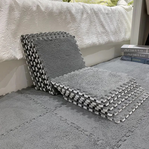 Yu Dingfu plush bedside splicing carpet bedroom room full household foam floor mat gray 10 pieces 30x30 gray 30*30*1cm