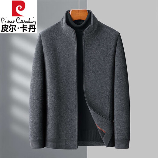 Pier Cardin High-Ald 100% Wool Jacket Hen Men's 2024 Camisa de chaqueta de lana pura de otoño e invierno de collar de mediana edad Jacket de lana de lana azul marino XL 180/96