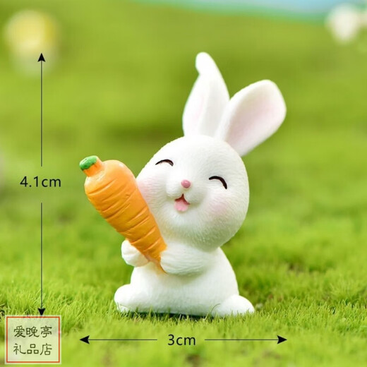 微景观树脂  小兔子小摆件 迷你动物盆景多肉装饰可爱 桌面摆件 萝卜