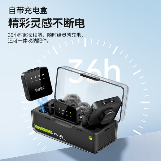 Good Shepherd one-to-two wireless lavalier microphone SLR mobile phone live broadcast equipment vlog video singing outdoor interview recording microphone noise reduction radio microphone black | one-to-two | rechargeable version wireless lavalier microphone