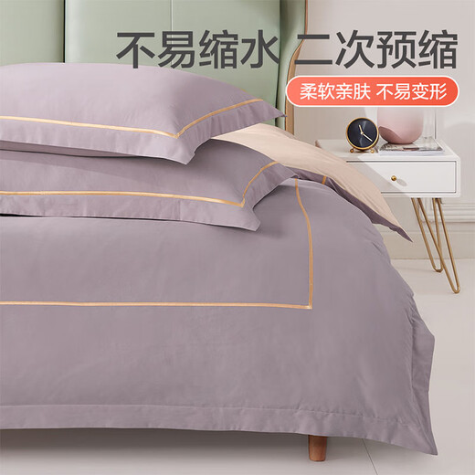 Boyang (BEYOND) 60-piece cotton wool four-piece set ins style pure cotton double bed sheet quilt cover autumn and winter set thickened warm bedding products Ailo Light Luxury Purple bed sheet style (quilt cover 220*240cm)