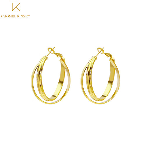 CHOMEL KINSEY French gold large hoop earrings women's niche design 925 silver needle earrings earrings 2024 new unique earrings gold large hoop earrings